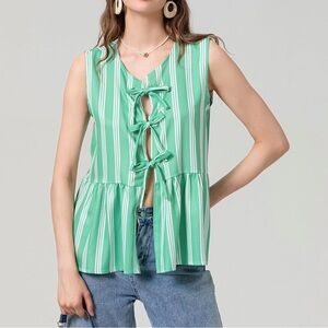 Green and white striped top. New. Never been worn.